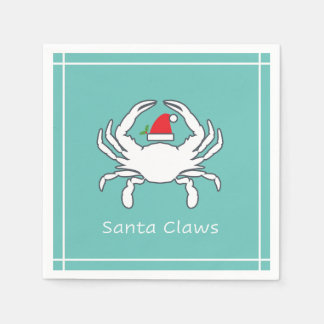 Serviette En Papier Père Noël Claws Nautique Holiday Napkin Seafoam