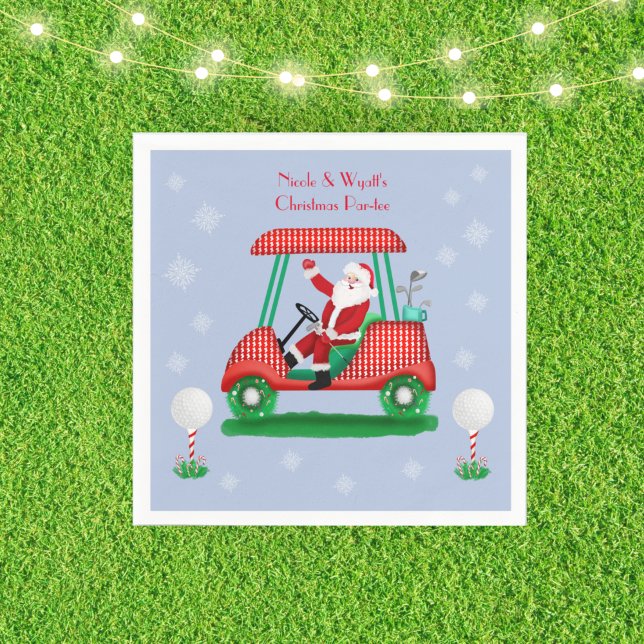 Serviette En Papier Père Noël Dans Golf Panier Noël Nom Papier Napkin (Créateur téléchargé)