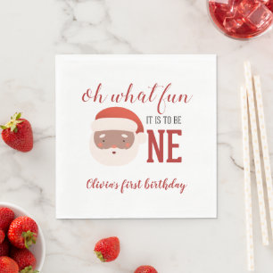 Serviette En Papier Père Noël de Noël Premier Anniversaire