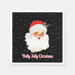 Serviette En Papier Père Noël de Noël sur fond noir