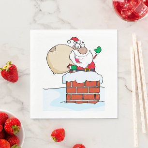 Serviette En Papier Père Noël drôle dans la cheminée
