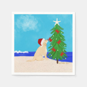 Serviette En Papier Père Noël Golden Dog Noël Wings