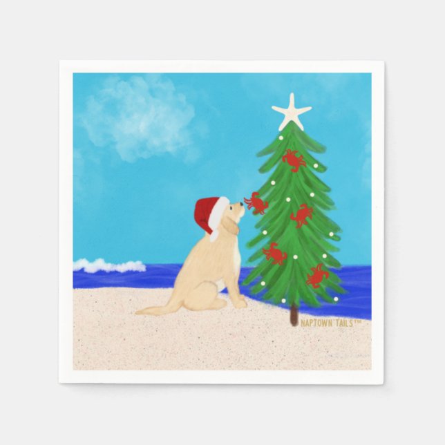 Serviette En Papier Père Noël Golden Dog Noël Wings (Devant)