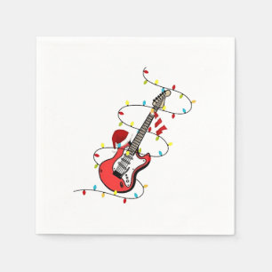 Serviette En Papier Père Noël guitare électrique musique Noël amateur