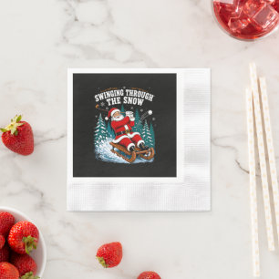 Serviette En Papier père noël jouant au golf joyeux noël golfeur