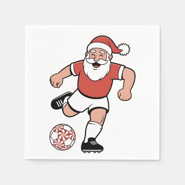 Serviette En Papier Père Noël Jouer au football Joueur de Noël Sport (Devant)