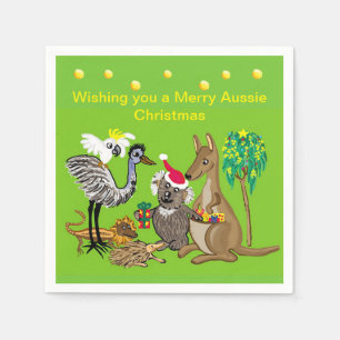 Serviette En Papier Père Noël koala donne des cadeaux de Noël australi