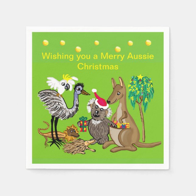 Serviette En Papier Père Noël koala donne des cadeaux de Noël australi (Devant)