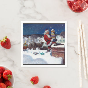 Serviette En Papier Père Noël Livraison de livres à Noël, serviettes