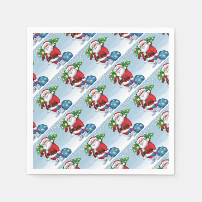Serviette En Papier Père Noël livre le Motif de Noël (Devant)
