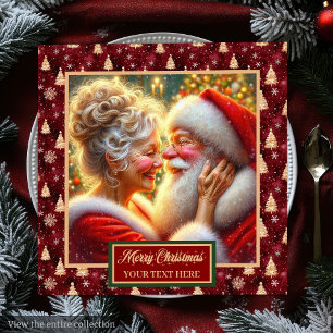 Serviette En Papier Père Noël & Mme Claus Napkins Noël Or rouge