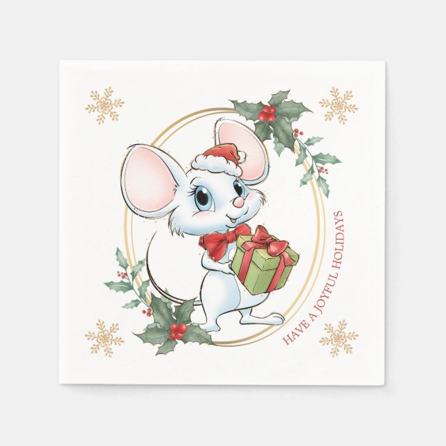 Serviette En Papier Père Noël Mouse Noël Favoriser (Devant)