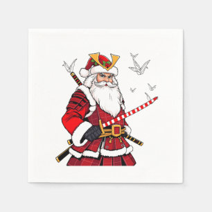 Serviette En Papier Père Noël Noël Père Noël Art Japonais Samouraï 