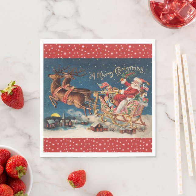 Serviette En Papier Père Noël patriotique (En situation)