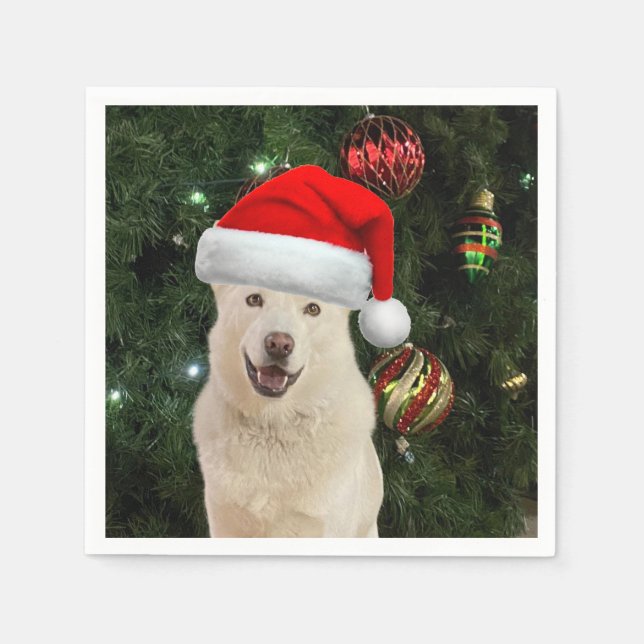Serviette En Papier Père Noël Paws - Husky Chig Napkins de Noël (Devant)