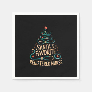 Serviette En Papier Père Noël Préférée Infirmière Enregistrée Parfait