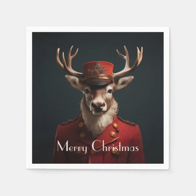 Serviette En Papier Père Noël Reindeer (Devant)