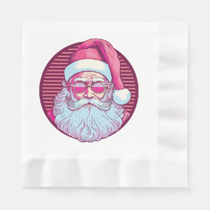 Serviette En Papier Père Noël rose rétro vintage