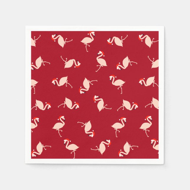 Serviette En Papier Père Noël saisonnier Flamants roses Bourgogne Moti (Devant)
