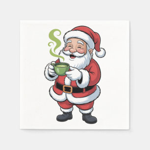 Serviette En Papier Père Noël tenant Matcha Boire Noël