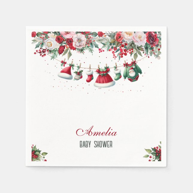 Serviette En Papier Père Noël Vêtements pour bébés Baby shower d'hiver (Devant)