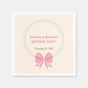 Serviette En Papier Perle rose Bow Photo Girl Joint Anniversaire Bienv
