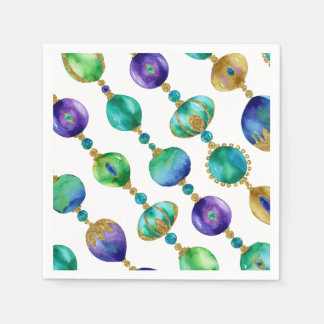 Serviette En Papier Perles de Mardi Gras de couleurs vives