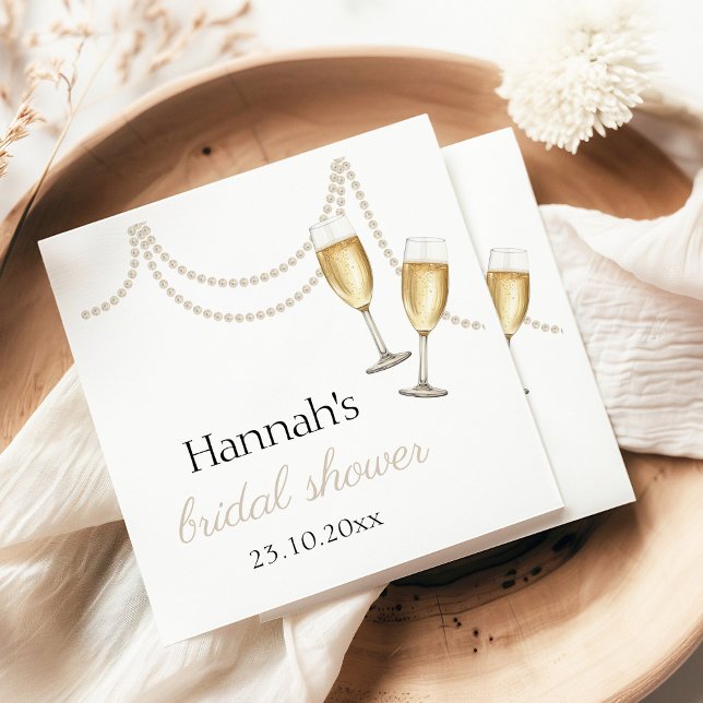 Serviette En Papier Perles et prosecco Élégante douche de mariage (Créateur téléchargé)