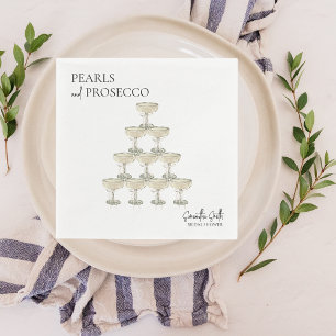 Serviette En Papier Perles et Prosecco : Enterrement de Vie de Jeune F