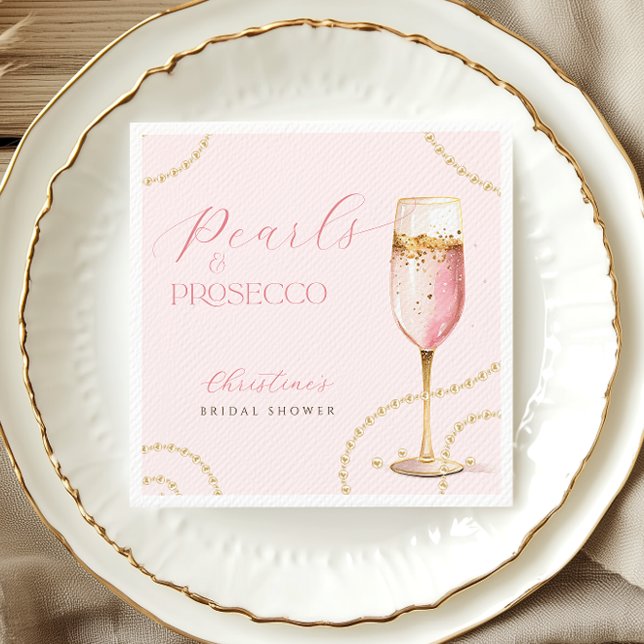 Serviette En Papier Perles Prosecco Fête de Mariage Rose Or (Créateur téléchargé)