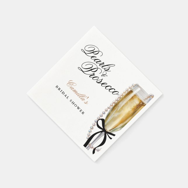 Serviette En Papier Perles & Prosecco Nœud Noir Enterrement de Vie de  (Coin)