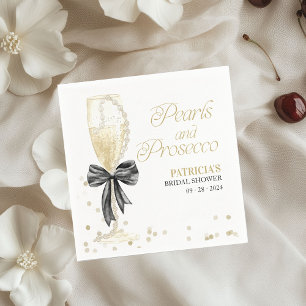 Serviette En Papier Perles Rose à Ruban et Prosecco : Baby Shower de M