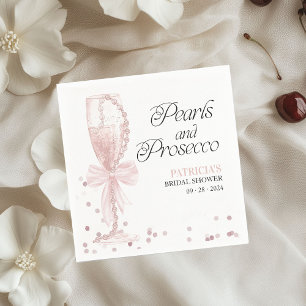 Serviette En Papier Perles Rose à Ruban et Prosecco : Baby Shower de M