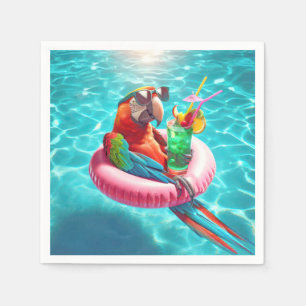 Serviette En Papier Perroquet flottant dans un bassin