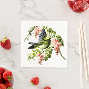 Serviette En Papier Perroquet jeune et charmant dans un arbre en fleur