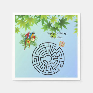Serviette En Papier Perroquets et graines labyrinthe sur les serviette