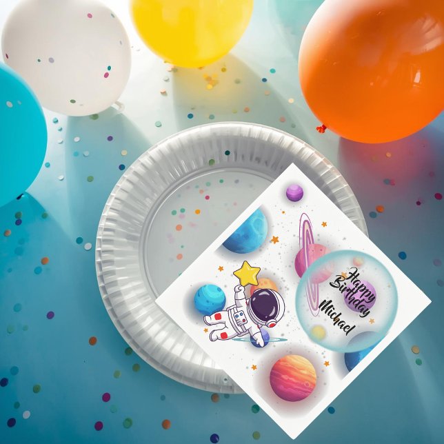 Serviette En Papier Personalized Astronaut & Planets Party Napkins (Créateur téléchargé)
