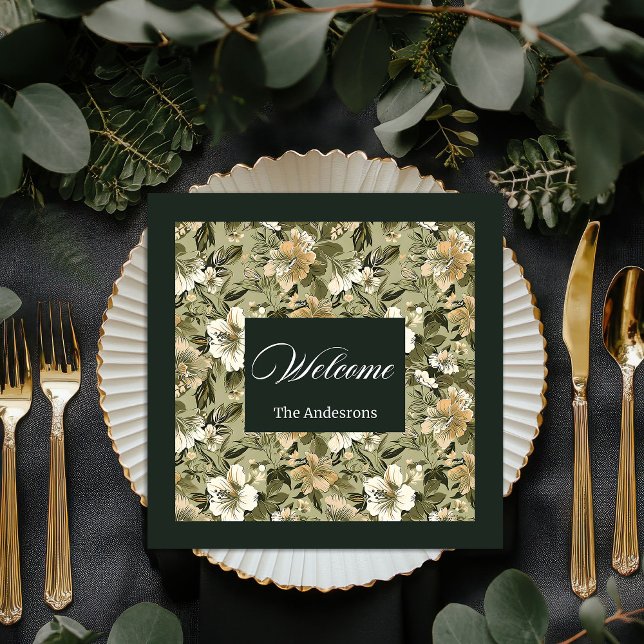 Serviette En Papier Personalized Botanical Napkins Lux Gold Accent (Personalized Botanical Napkins Lux Gold Accent)