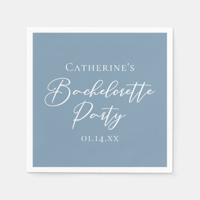 Serviette En Papier Personalized Chic Dusty Blue Bachelorette Party