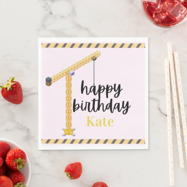 Serviette En Papier Personalized Construction Birthday Napkins (En situation)