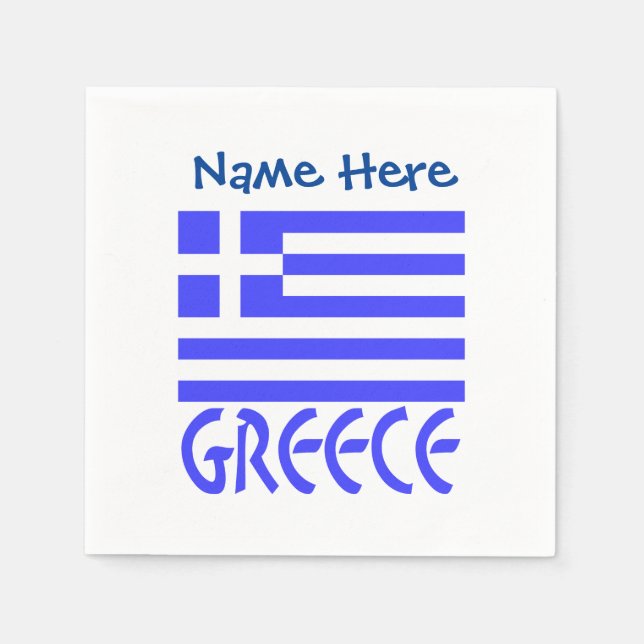 Serviette En Papier Personalized Greece Flag Name Paper (Devant)