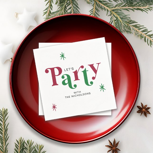 Serviette En Papier Personalized Holiday Let's Party Festive (Créateur téléchargé)