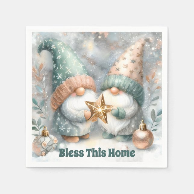 Serviette En Papier Personalized Holiday Winter Gnome Bless This Home  (Devant)