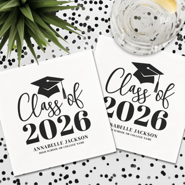 Serviette En Papier Personalized Minimalist Graduation (Personalized Minimalist Graduation Napkins)