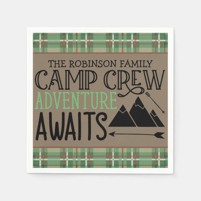 Serviette En Papier PERSONALIZED NAME Cabin Camping Adventure (Devant)