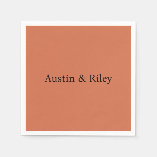 Serviette En Papier Personalized Rustic Terracotta Wedding Napkins (Devant)