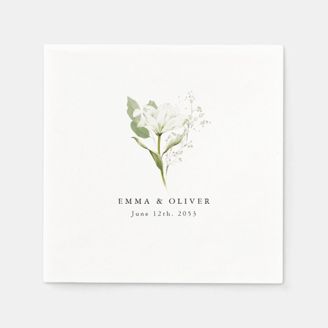 Serviette En Papier Personalized Sage Green Organic Greenery Wedding (Devant)