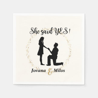 Serviette En Papier Personalized She said Yes Engagement Plate 