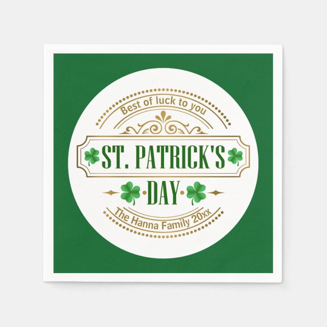 Serviette En Papier Personalized St. Patrick's Day I Luck of the Irish (Devant)