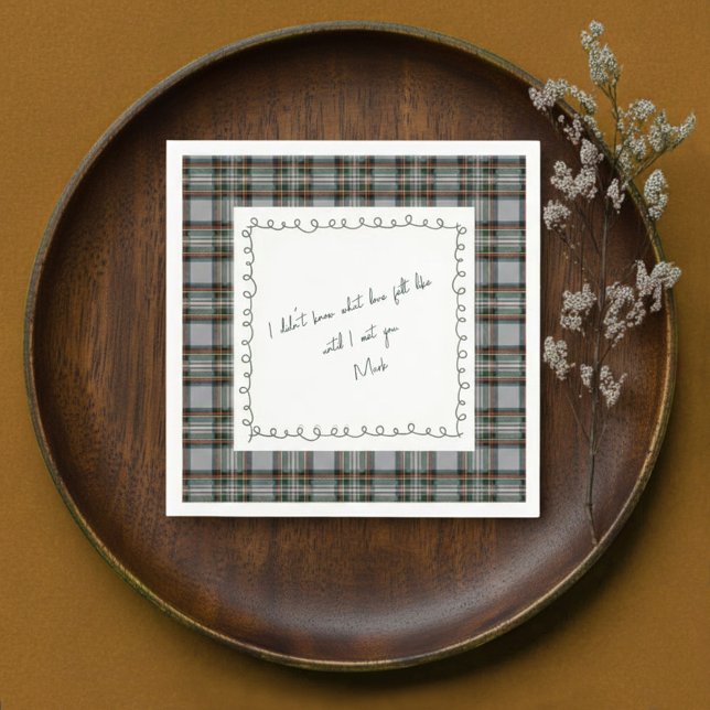 Serviette En Papier Personalized Tartan Border Love Note Napkin  (Créateur téléchargé)
